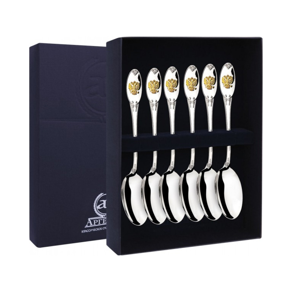 Набор серебряных чайных ложек «Единство» с позолотой