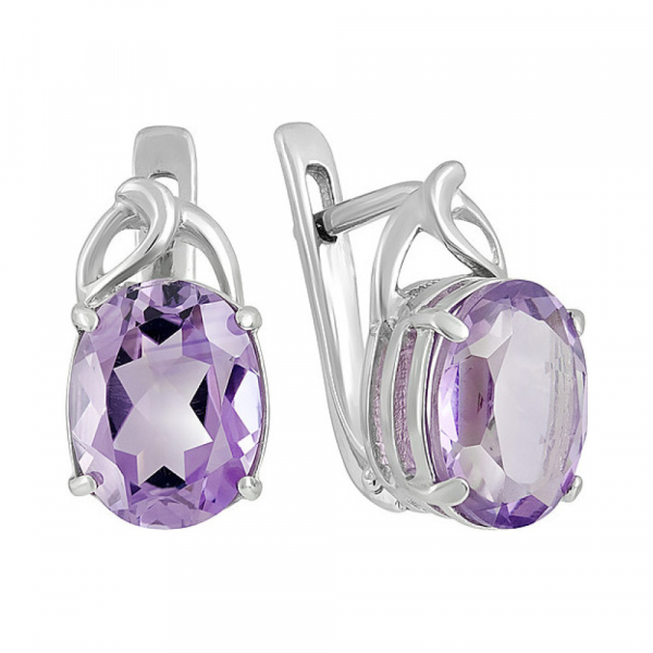 Серебряные серьги с аметистом № 132068