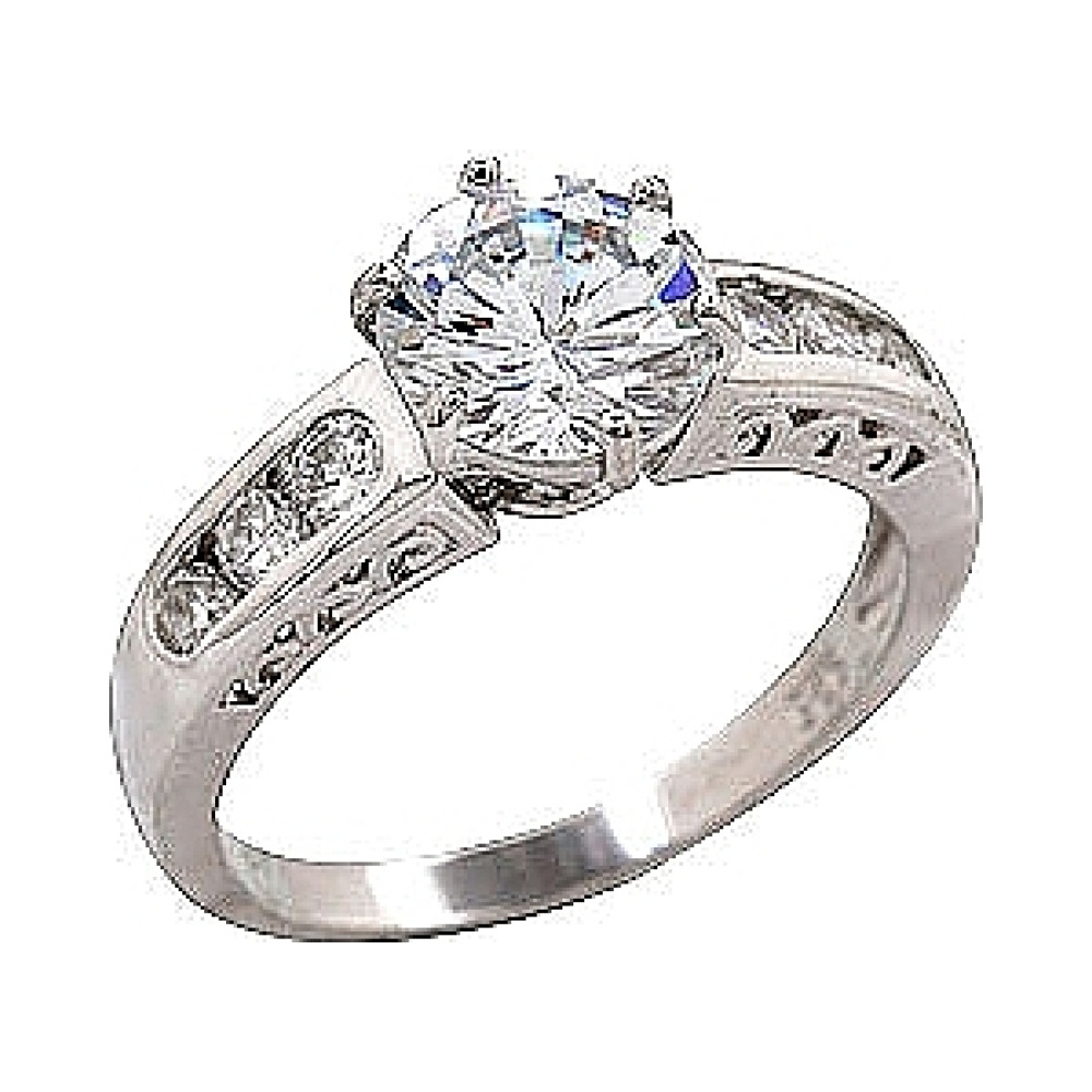 Серебряное кольцо с фианитом № 68597