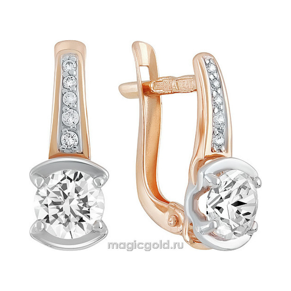 Золотые серьги с фианитом № 140416