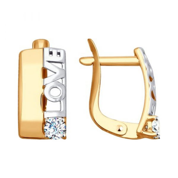 Золотые серьги с фианитом № 155849