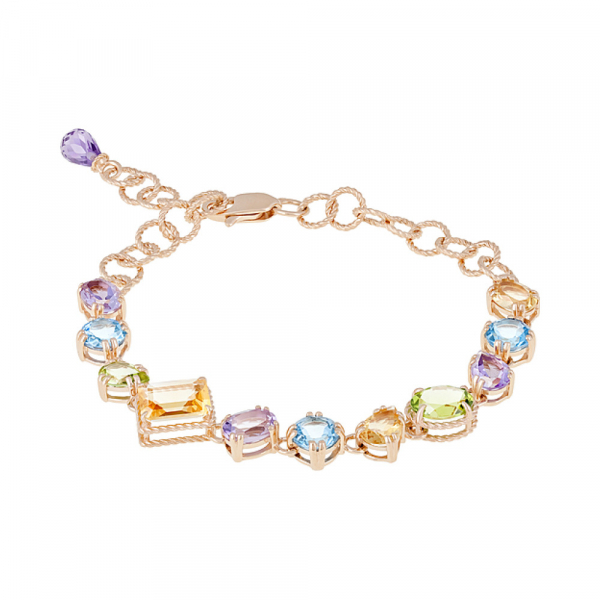 Золотой браслет с полудраг. вставками № 126969