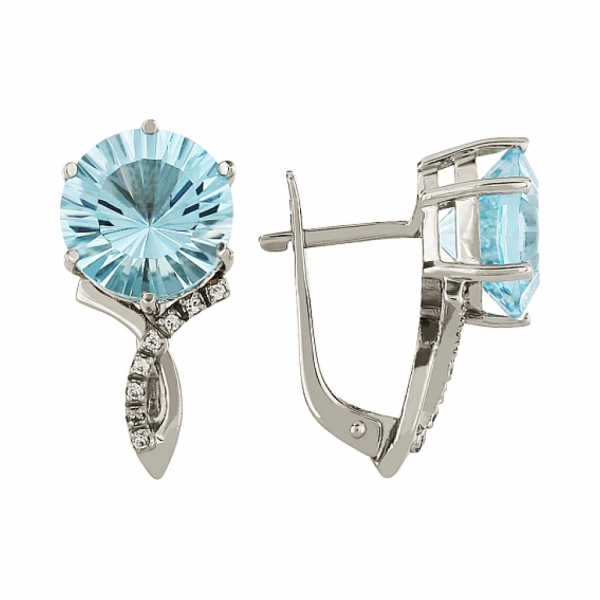 Золотые серьги с топазом и фианитом № 96212