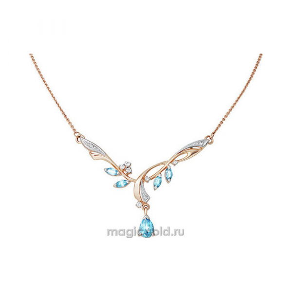 Золотое колье с топазом и фианитом № 122891