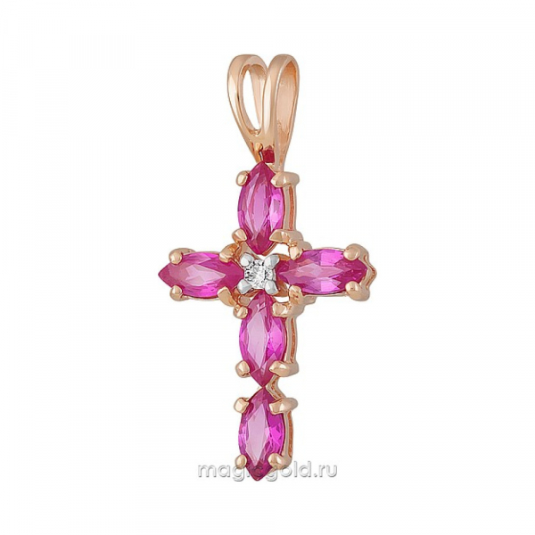Золотая подвеска с бриллиантом и рубином № 160623