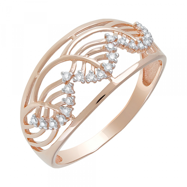 Золотое кольцо с фианитами № 123827