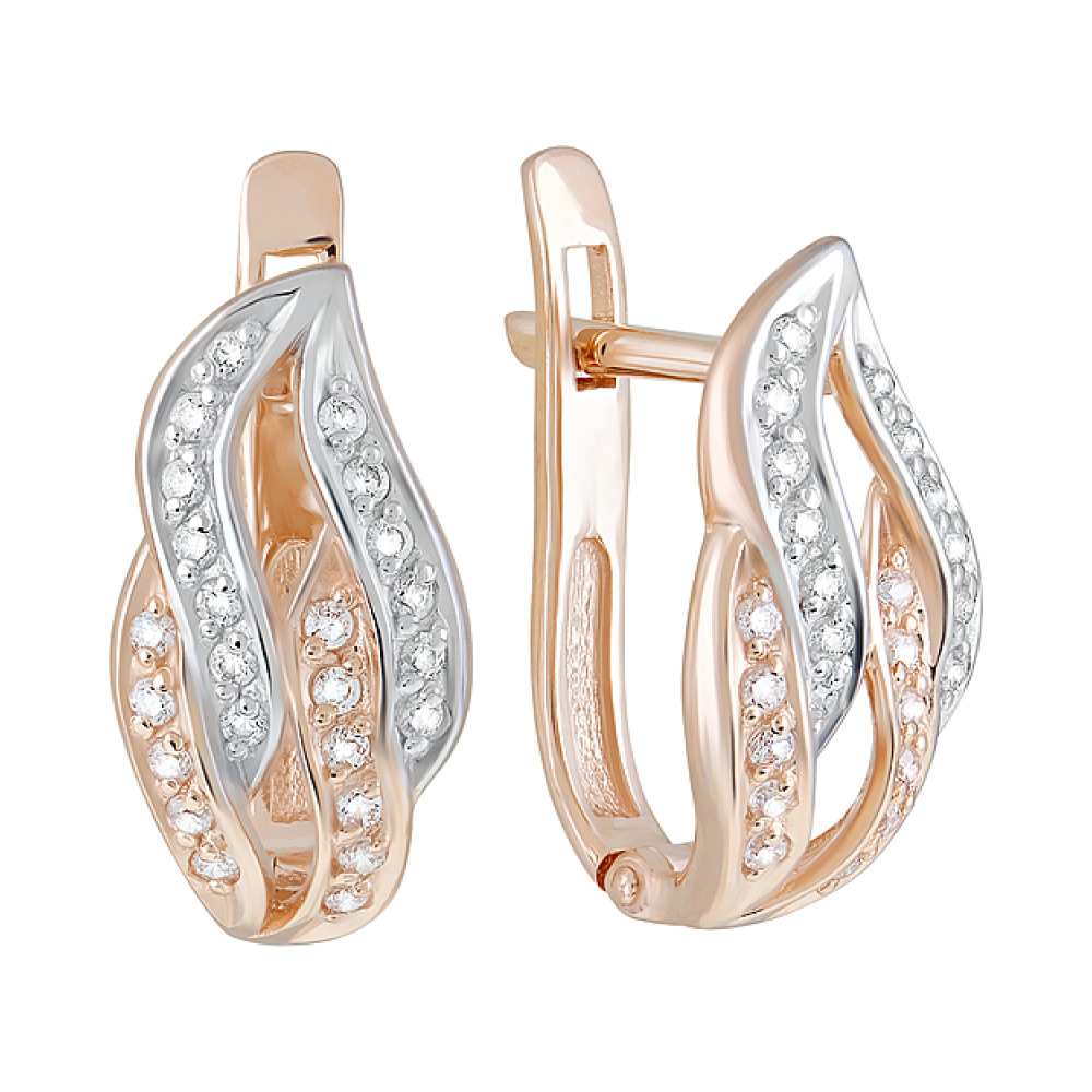 Золотые серьги с фианитами № 126415