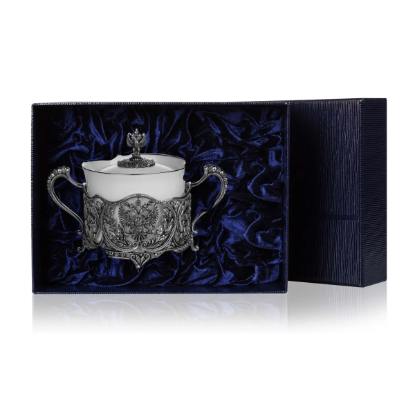 Сахарница Герб с чернением из серебра 925 пробы