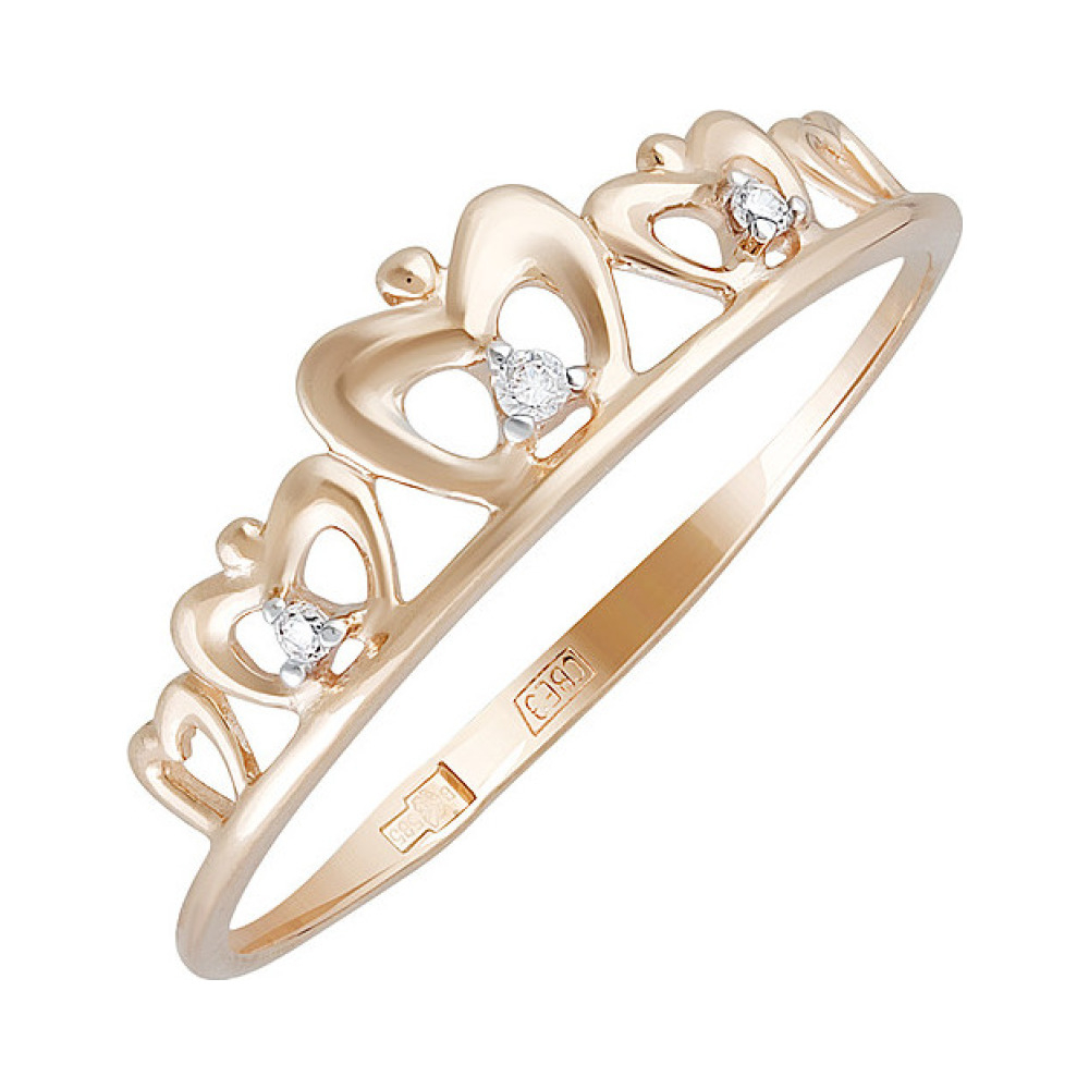 Золотое кольцо с фианитом № 133166