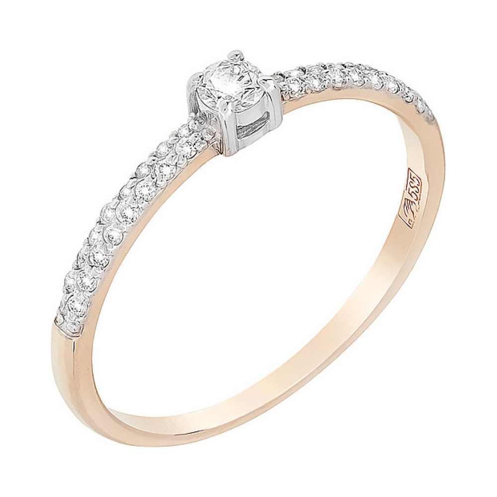 Золотое кольцо с бриллиантом № 102482