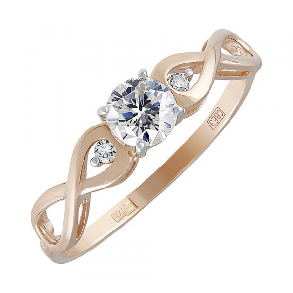 Золотое кольцо с фианитом № 134532