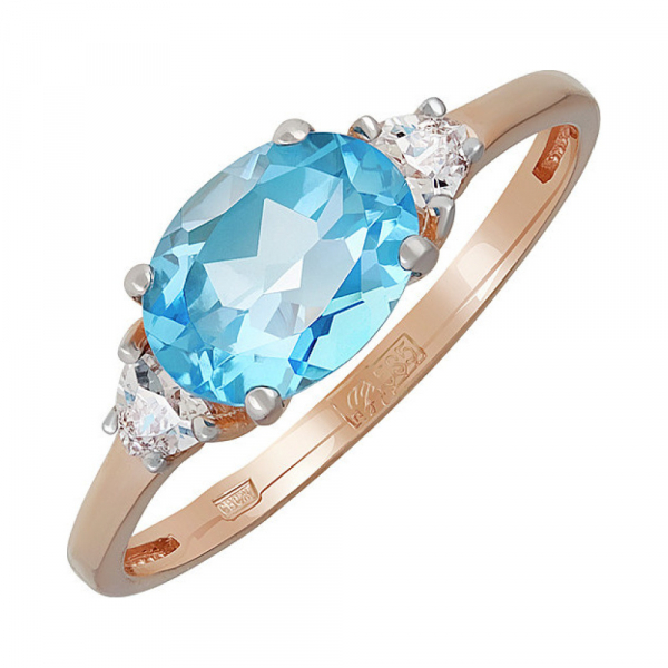 Золотое кольцо с топазом и фианитом № 135074