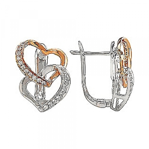 Золотые серьги с бриллиантом № 82321