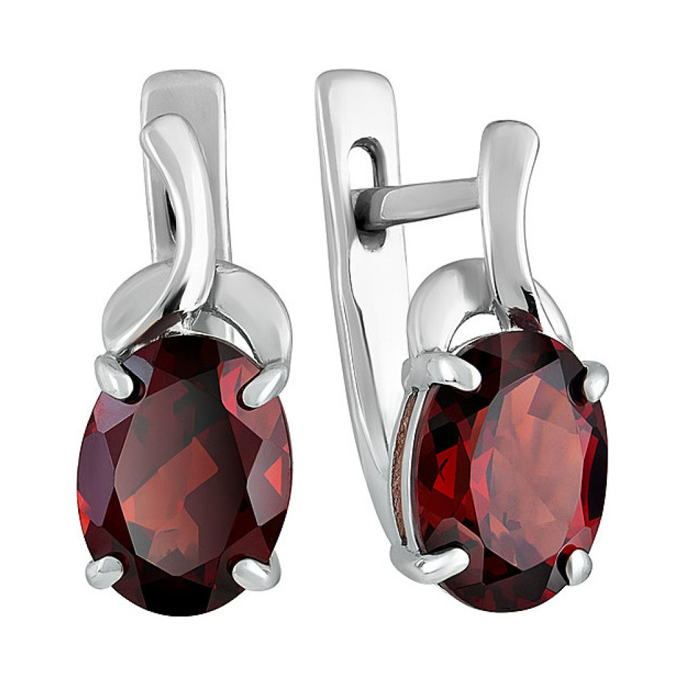 Серебряные серьги с гранатом № 132786