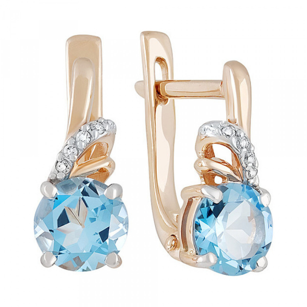 Золотые серьги с топазом и фианитом № 133364