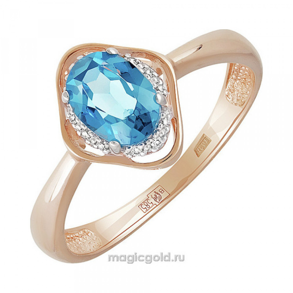 Золотое кольцо с топазом и фианитом № 141303
