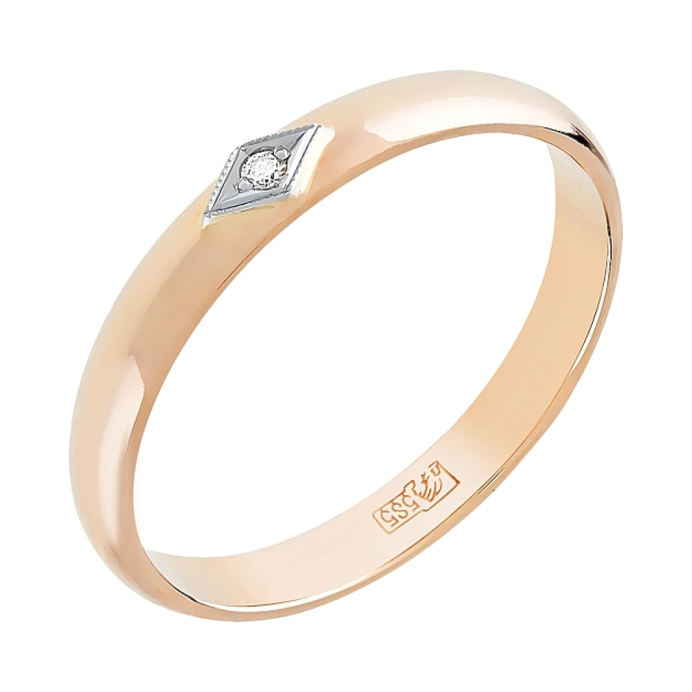  Свадебное кольцо с бриллиантом  № 4256