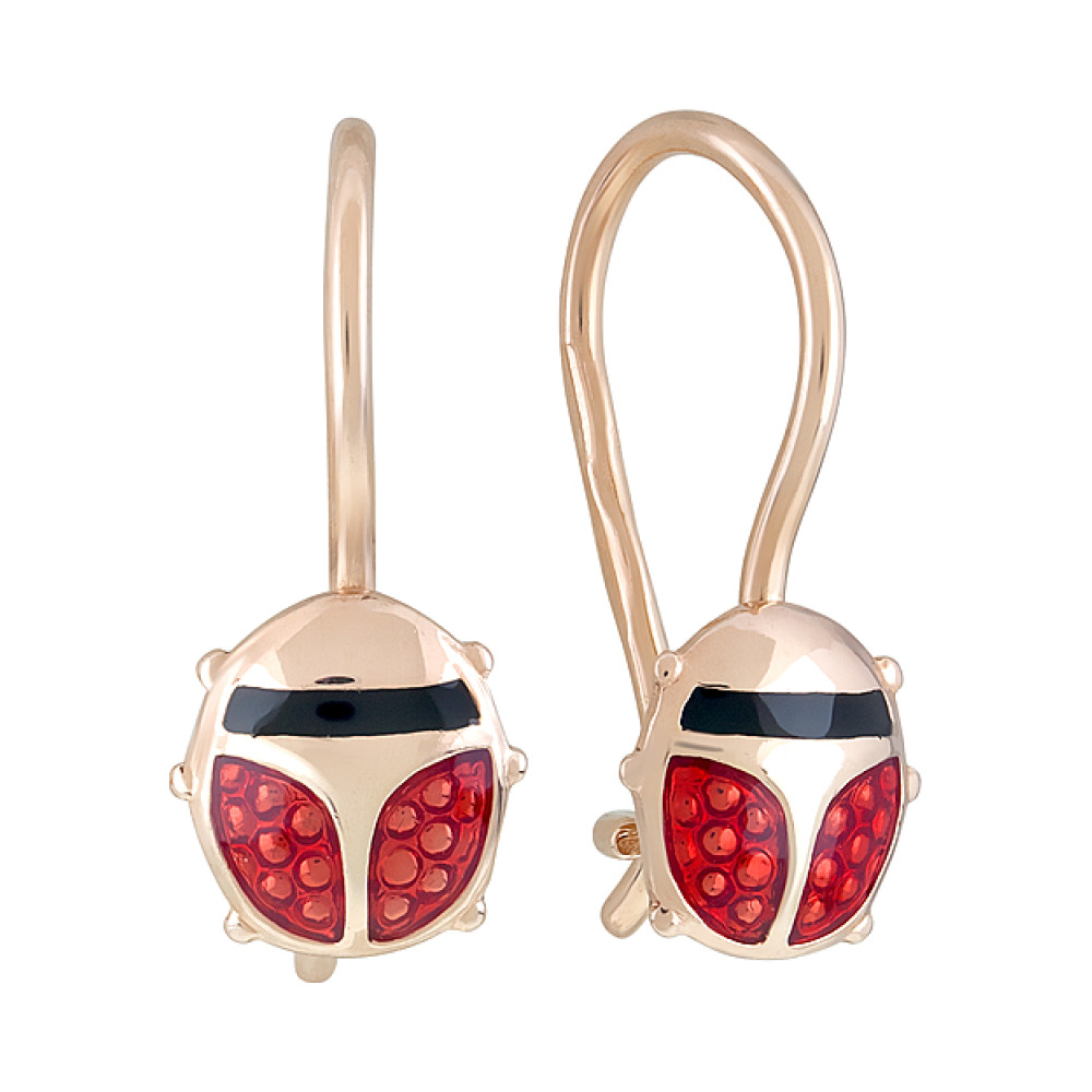 Золотые серьги с эмалью № 85481