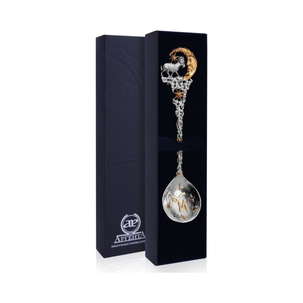 Серебряная ложка «Зодиак-Козерог» с позолотой