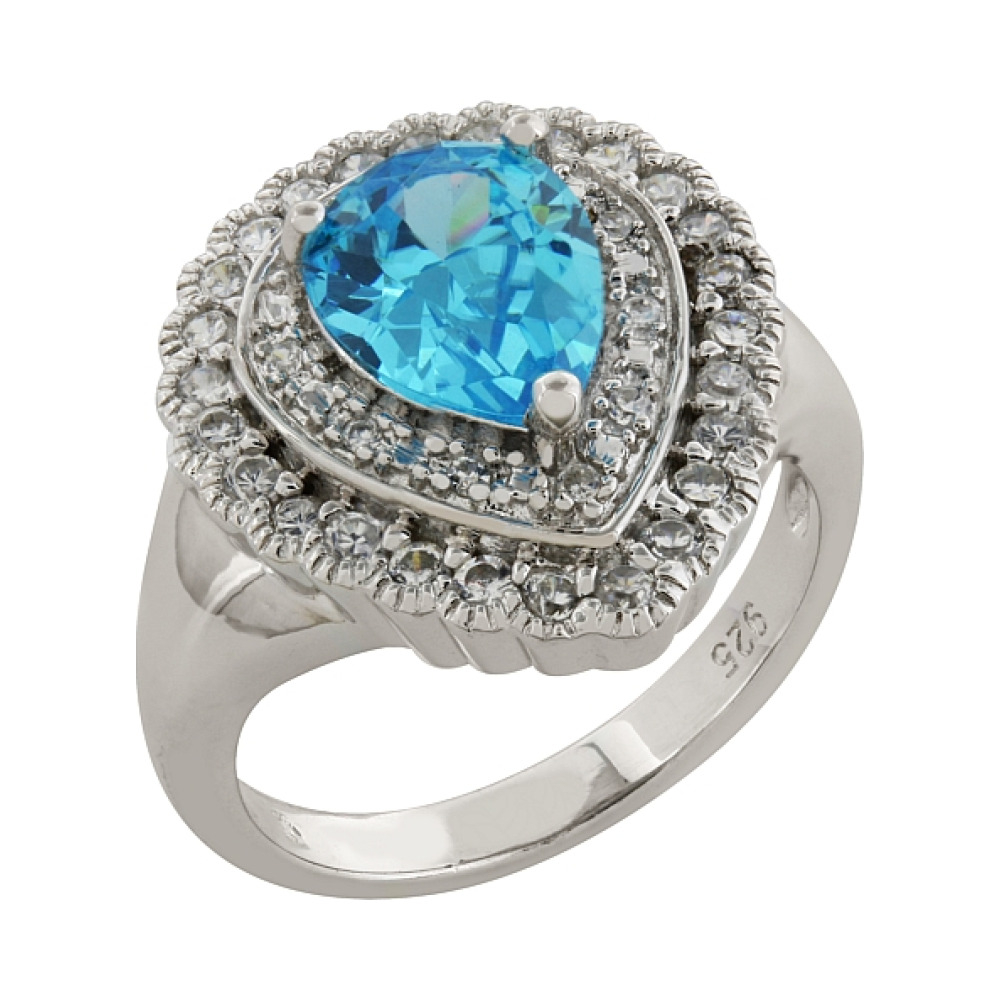 Серебряное кольцо с фианитом № 83481