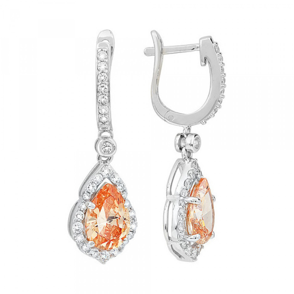 Серебряные серьги с фианитом № 116633