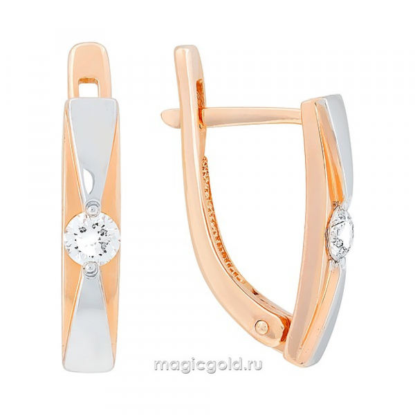 Золотые серьги с бриллиантом № 160835