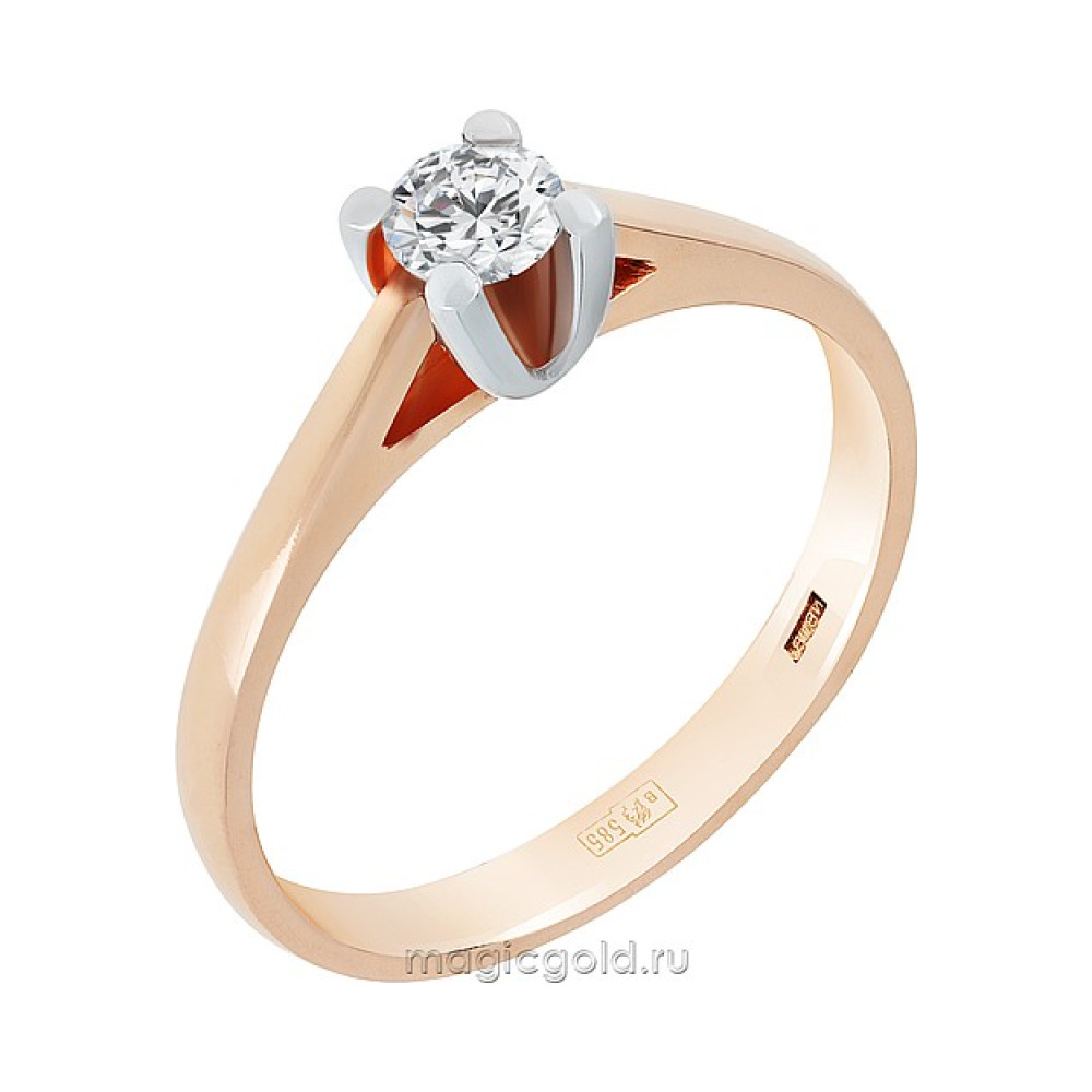 Золотое кольцо с бриллиантом № 162729