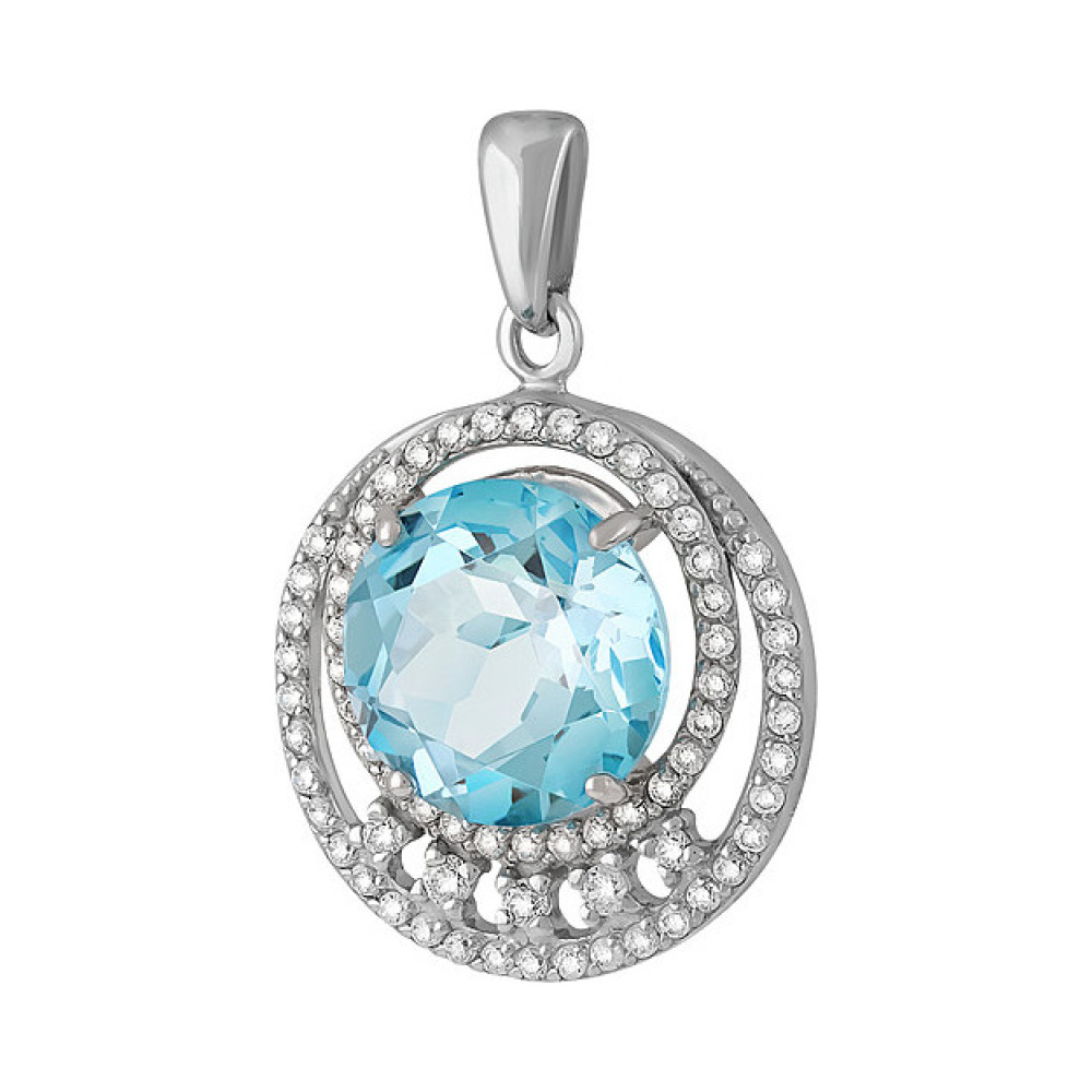 Серебряная подвеска с топазом и фианитом № 134060