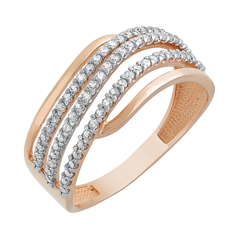 Золотое кольцо с фианитами № 115203