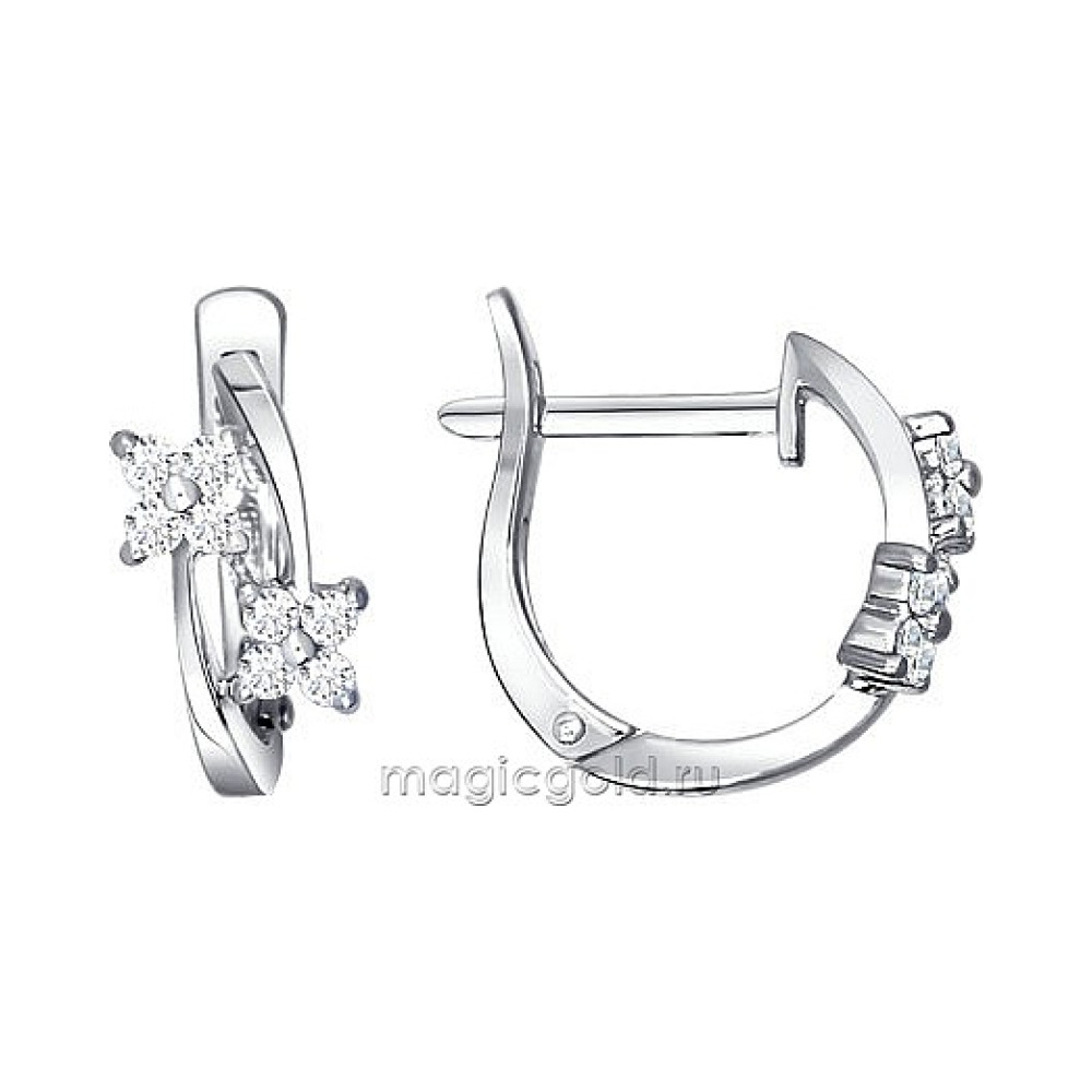 Серебряные серьги с фианитом № 161160