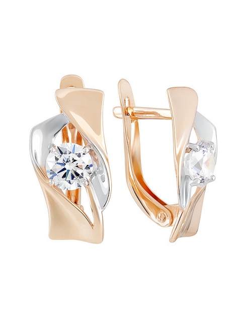 Золотые серьги с фианитом № 130005