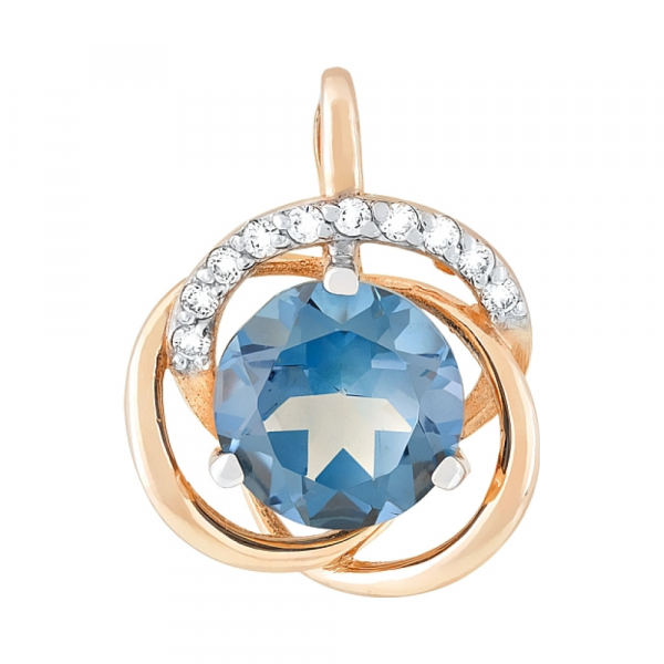 Золотая подвеска с топазом и фианитом № 118983
