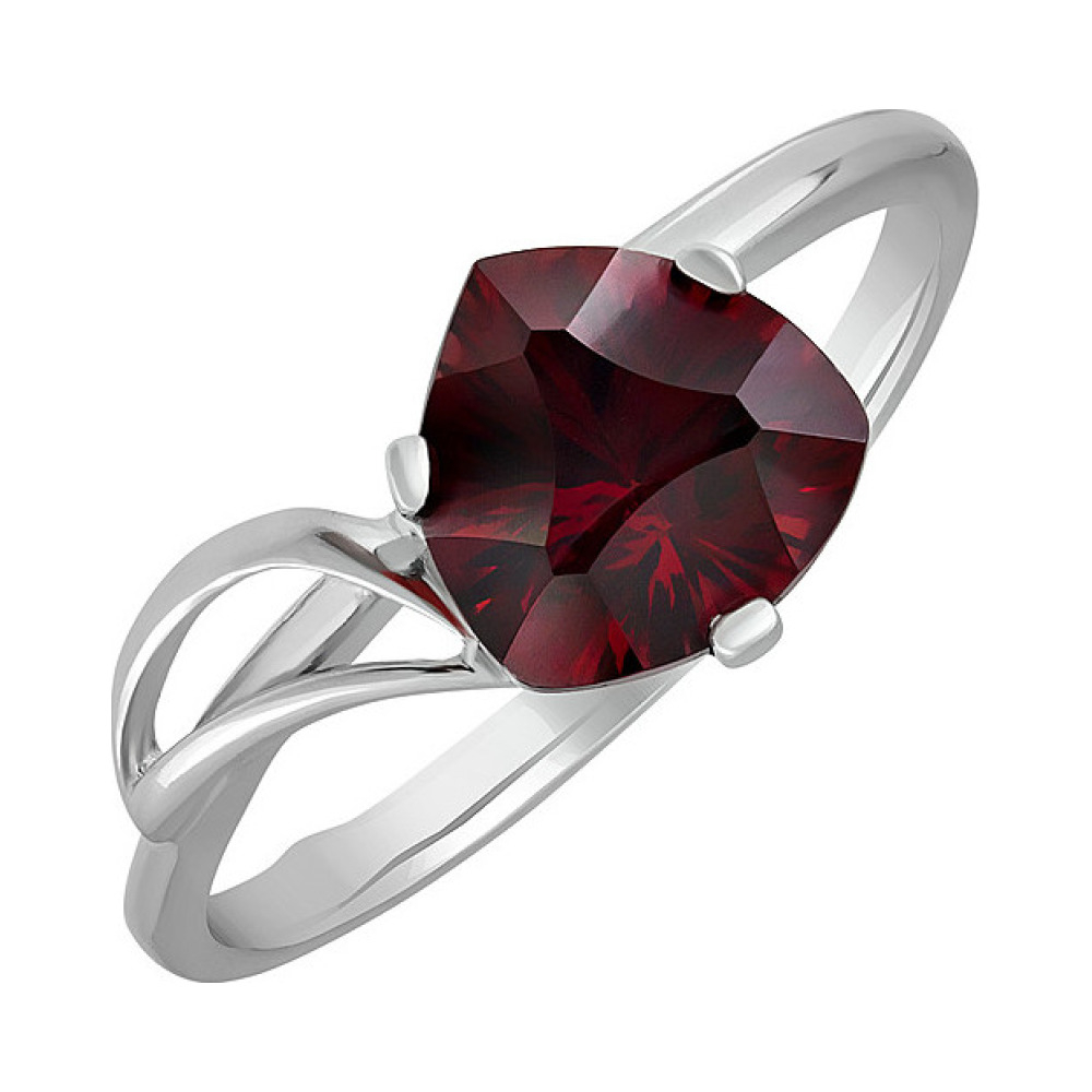 Серебряное кольцо с гранатом и фианитом № 134234