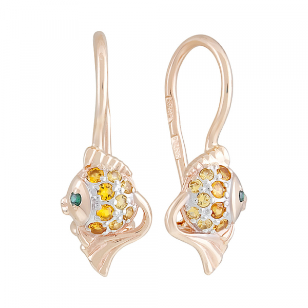 Золотые серьги с фианитами № 127367