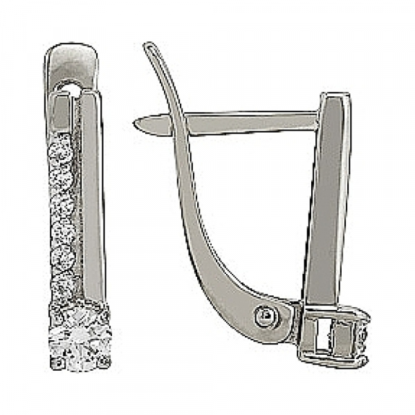 Золотые серьги с бриллиантом № 104048