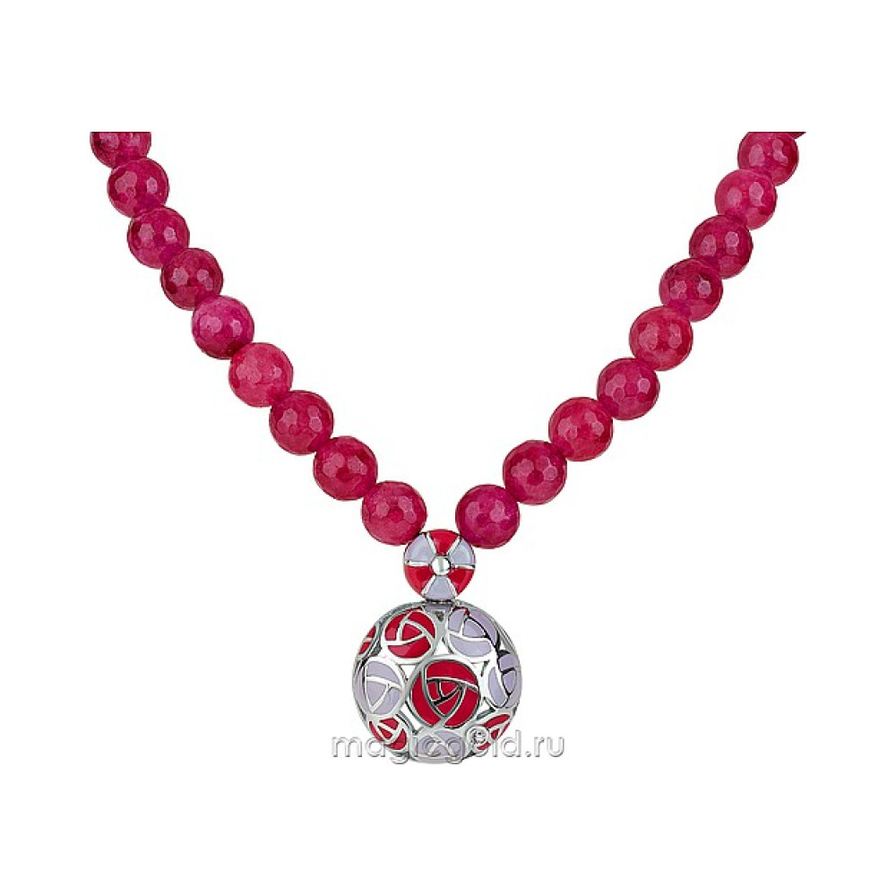 Ожерелье с агатом, фианитом и эмалью № 133597