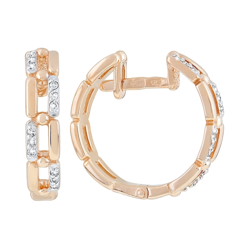 Золотые серьги с фианитами № 121718