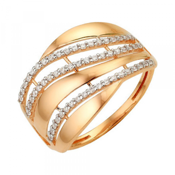 Золотое кольцо с фианитом № 139384