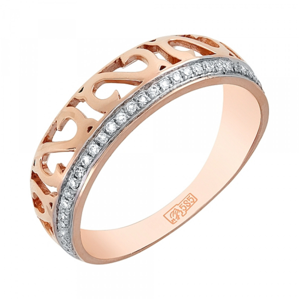 Золотое кольцо с бриллиантом № 113851