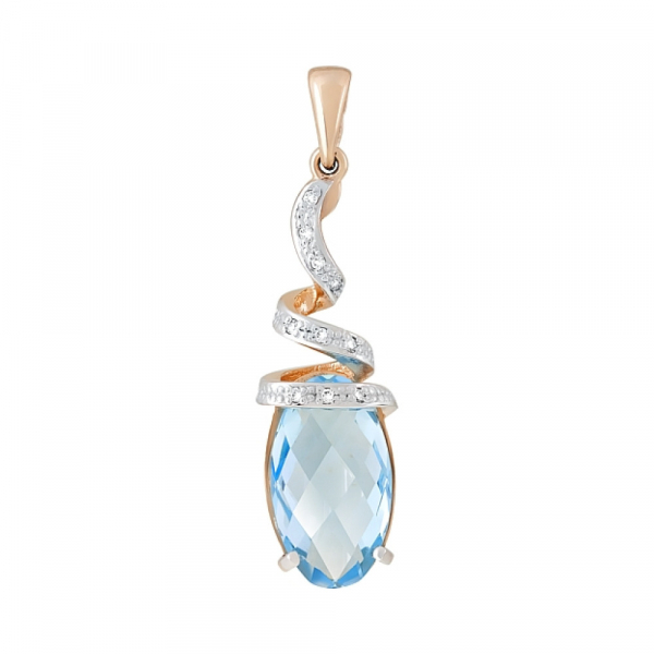 Золотая подвеска с топазом и фианитом № 109776