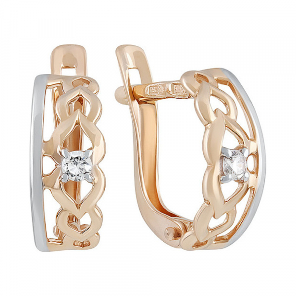 Золотые серьги с фианитом № 135402