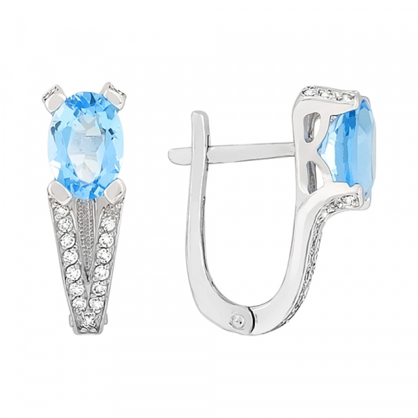 Золотые серьги с топазом и фианитом № 101311