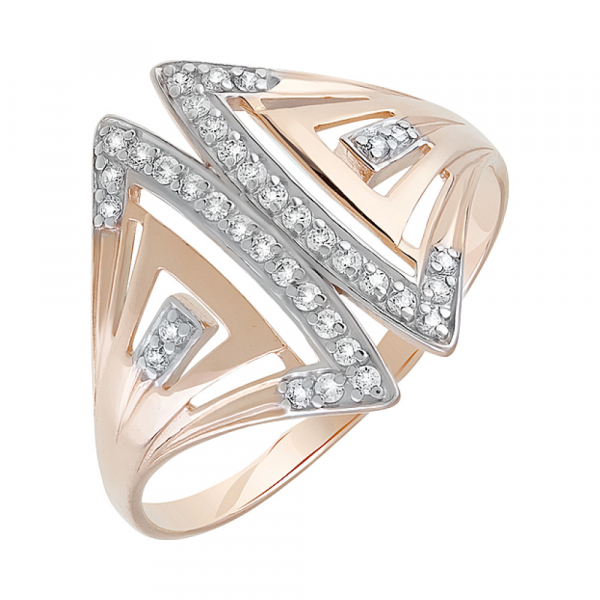 Золотое кольцо с фианитами № 129054