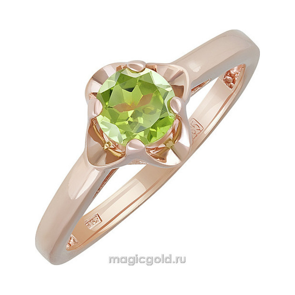 Золотое кольцо с хризолитом № 139441