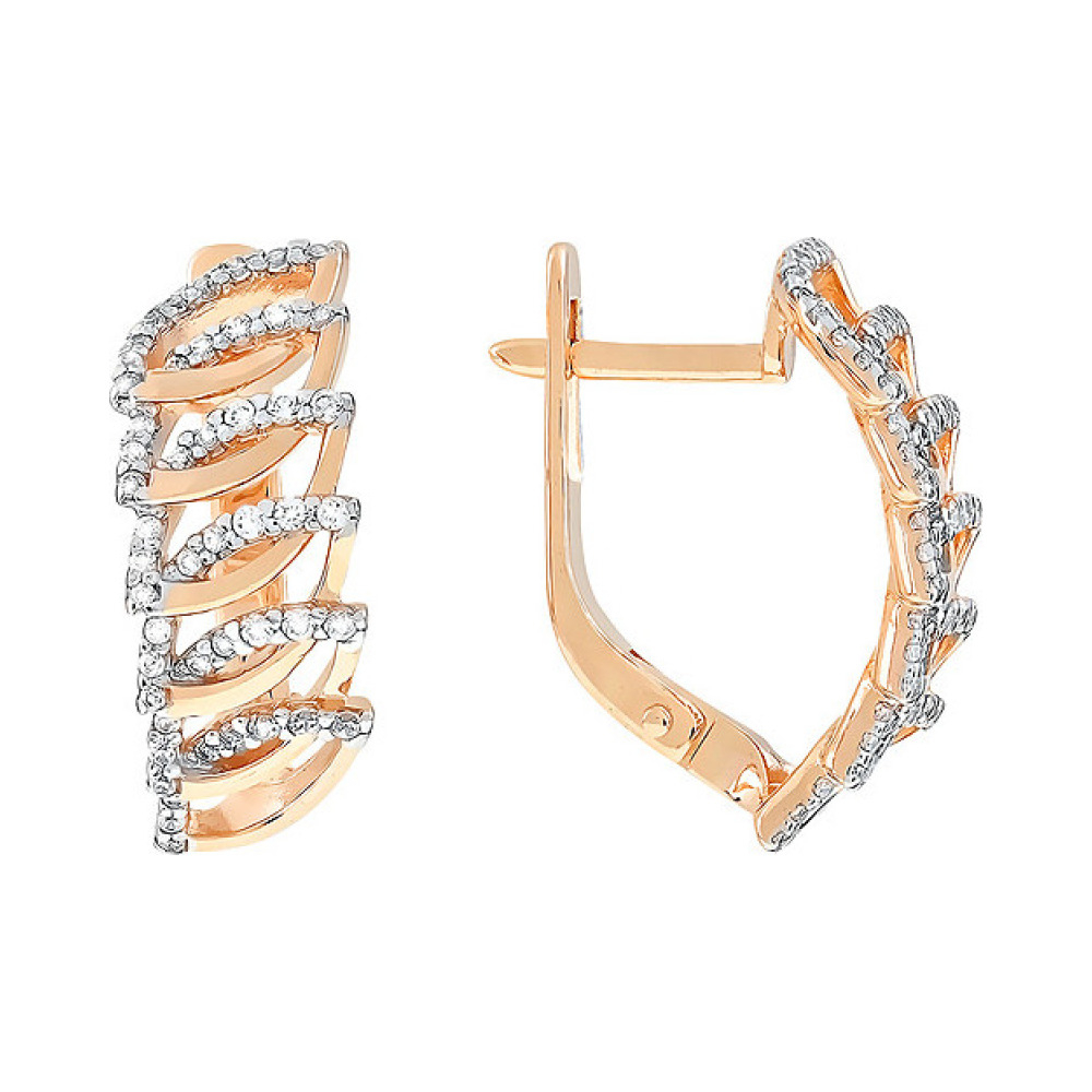 Золотые серьги с фианитом № 112272