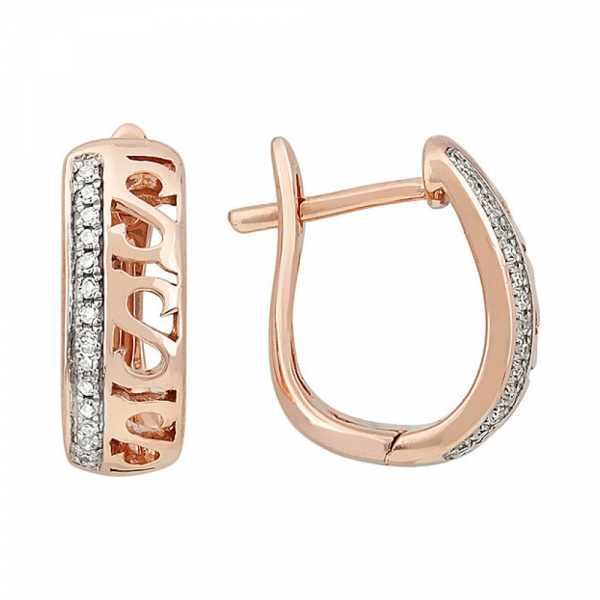 Золотые серьги с бриллиантом № 113840