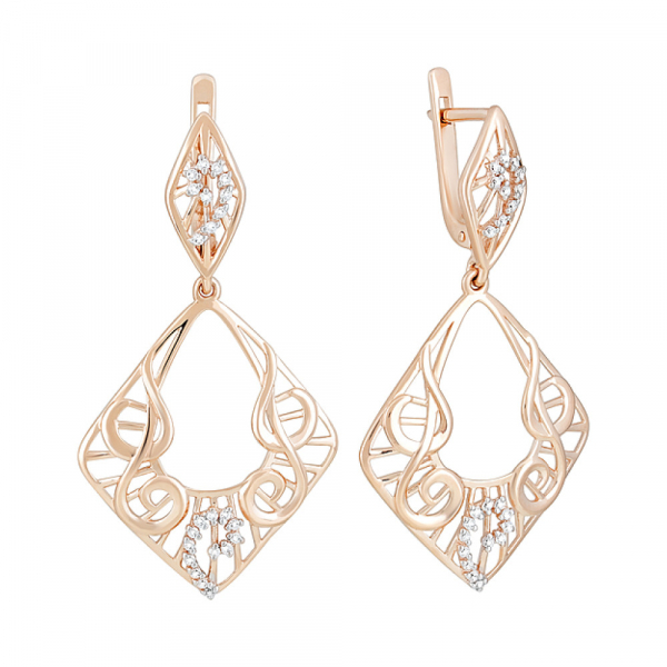 Золотые серьги с фианитами № 124747