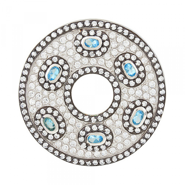 Серебряная подвеска с фианитом и черным покрытием № 118416