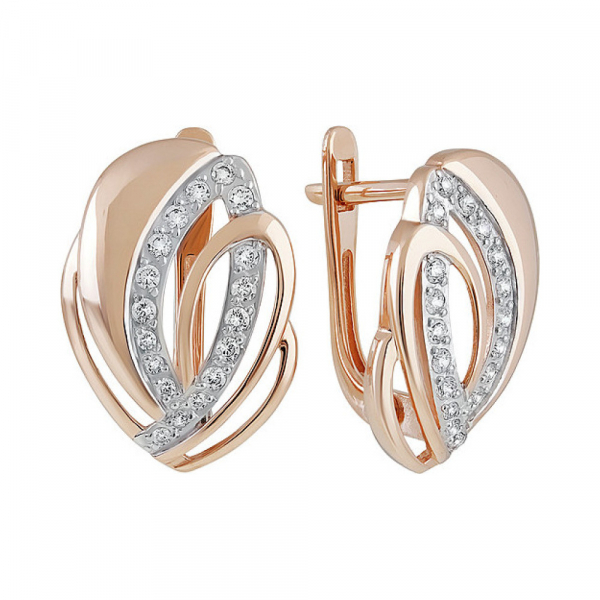 Золотые серьги с фианитом № 138192