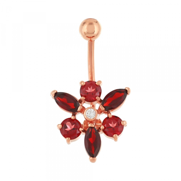 Пирсинг с гранатом и фианитом № 28560